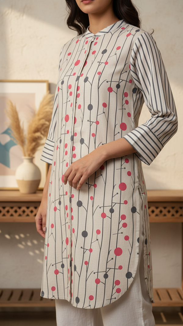 Digital Printed Slub Khaddar Shirt PW5332