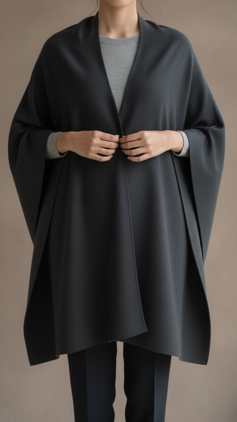 Black Winter Cape Shawl PW5611