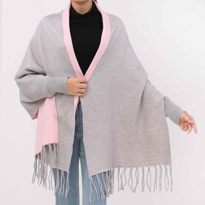 Grey 2 Tone Acrylic Cape Shawl PW5617