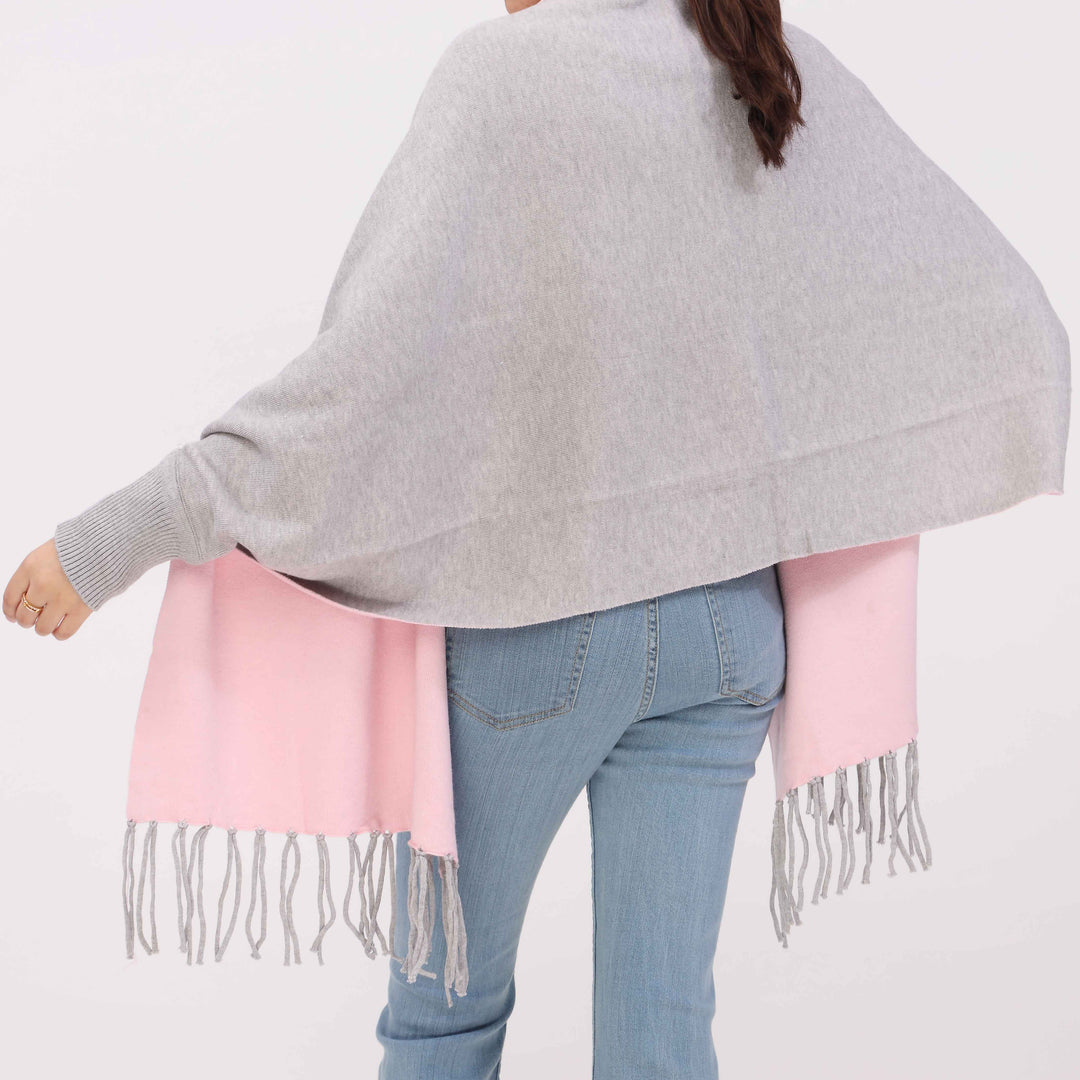 Grey 2 Tone Acrylic Cape Shawl PW5617