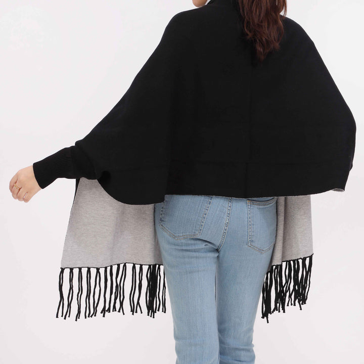 Black 2 Tone Acrylic Cape Shawl PW5619