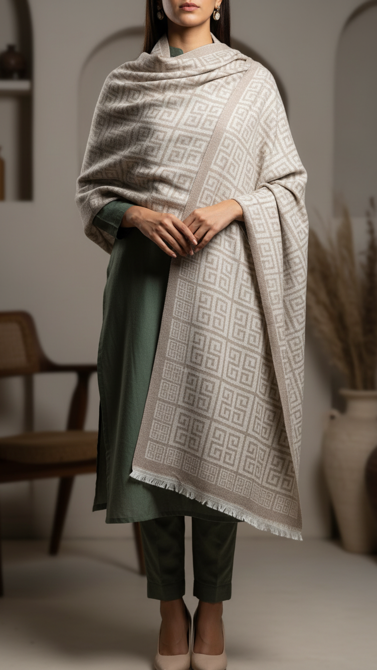 Beige Winter Stole PW5739
