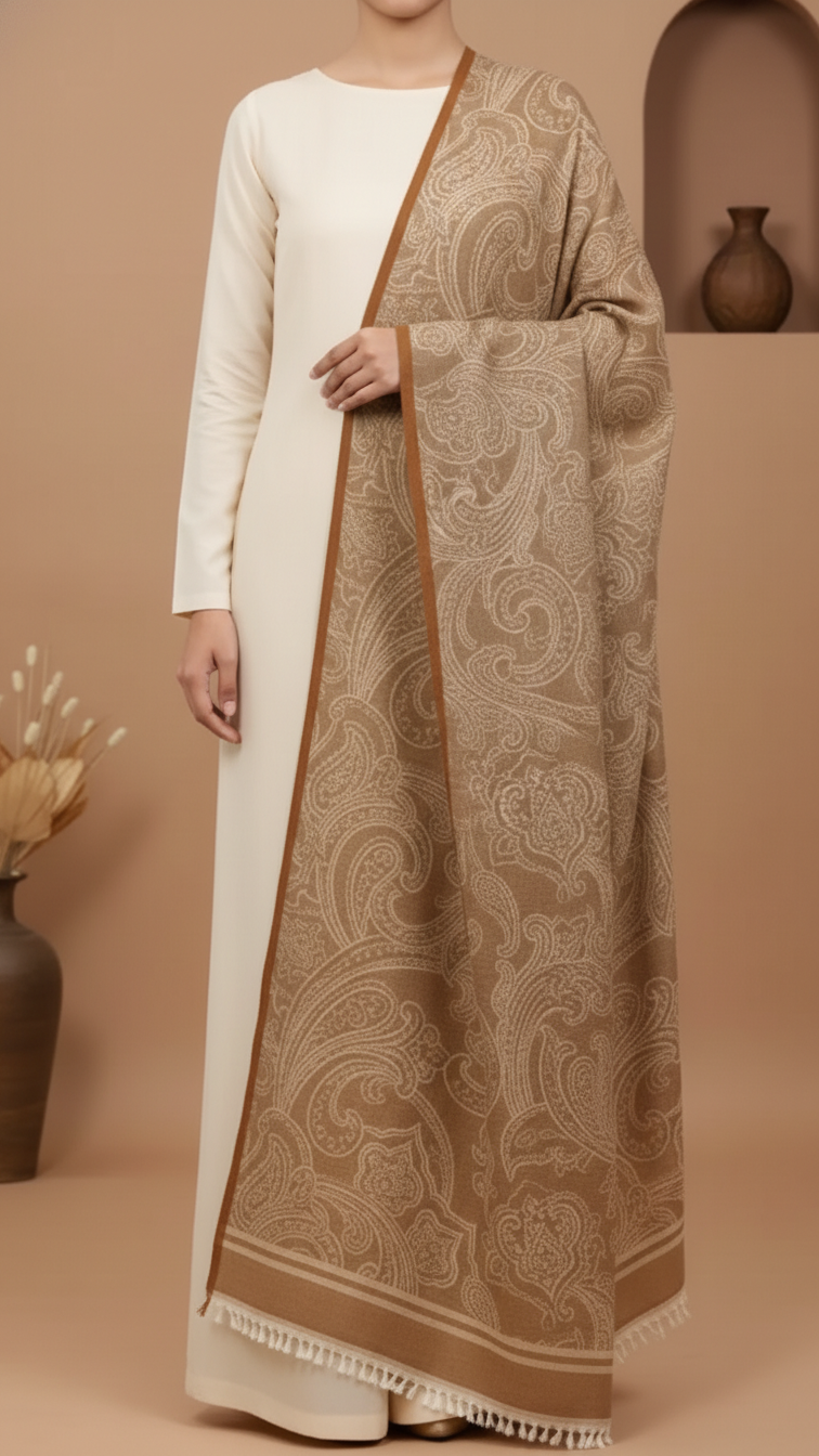 Beige Double Side Wearing Stole PW5813