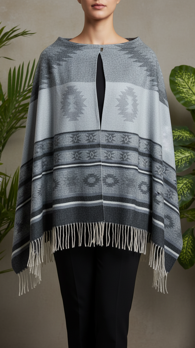 Black Winter Cape shawl PW5906