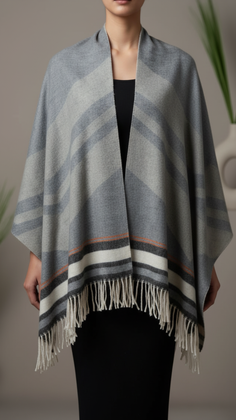 Black Winter Cape shawl PW5907