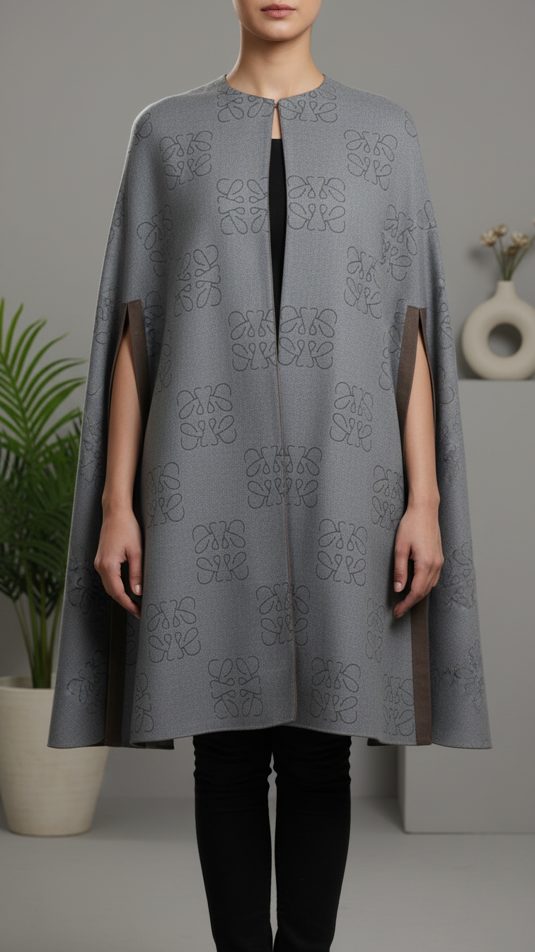 Grey Winter Cape Shawl PW5923
