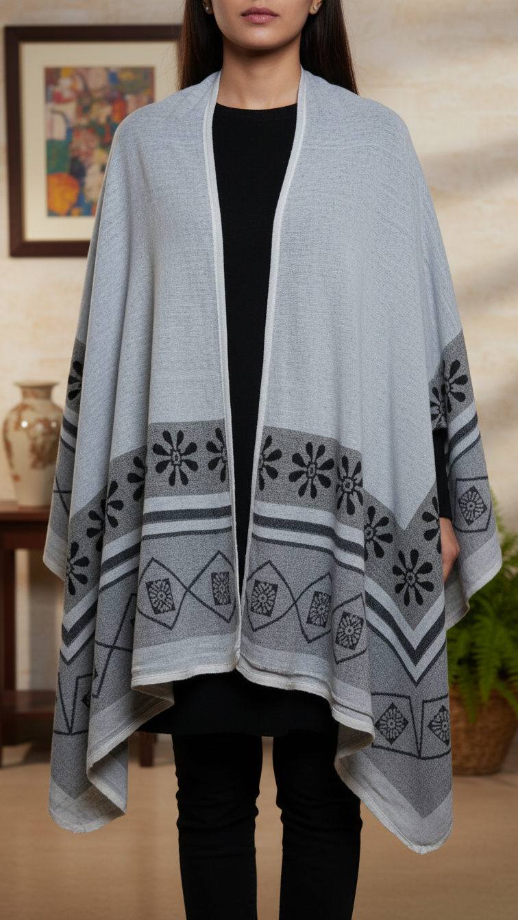 Dk Grey Winter Cape Shawl PW5924