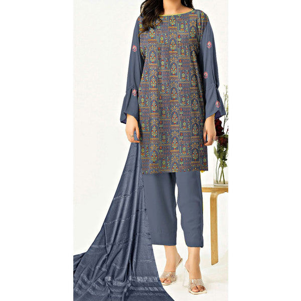 3PC- Unstitched Embroidered Suit PW9389