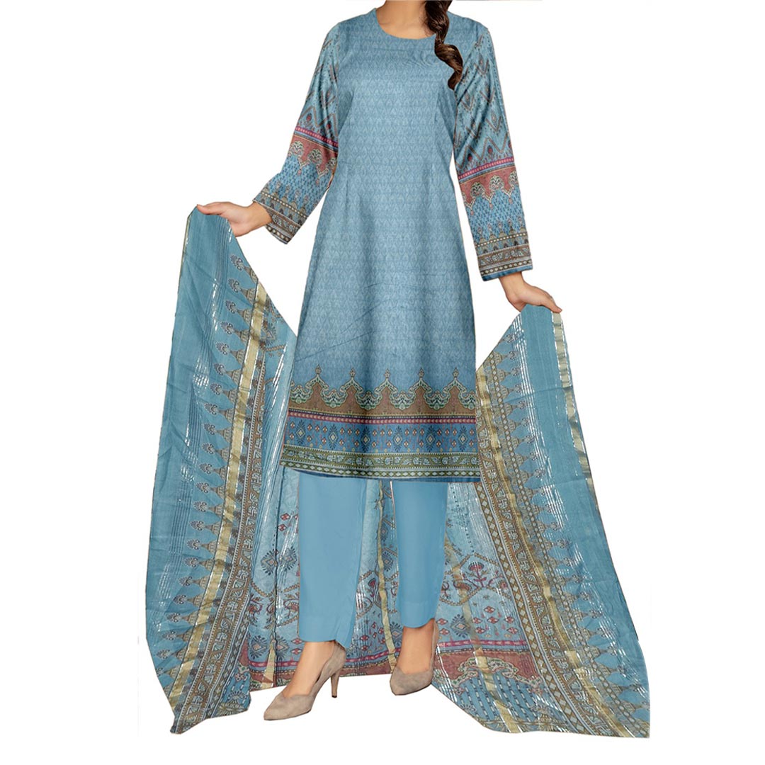 3PC- UnStitched Digital Printed Lawn Suit PW9447