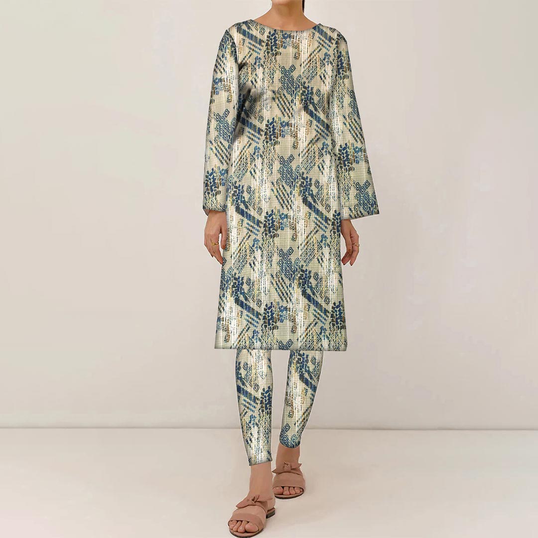 2PC- UnStitched Digital Printed Linen Suit PW9481