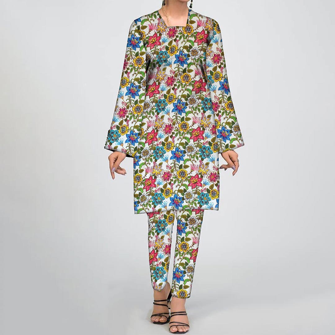2PC- UnStitched Digital Printed Linen Suit PW9483