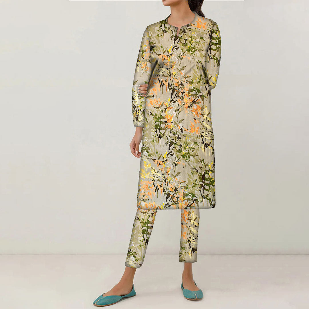 2PC- UnStitched Digital Printed Linen Suit PW9487