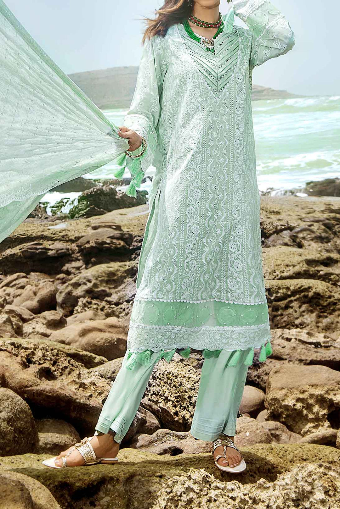 3PC- Unstitched Embroidered Chikankari Suit PW9491