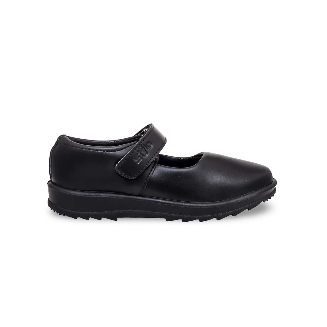 Girls Black Velcro Strap School Shoes SK0048