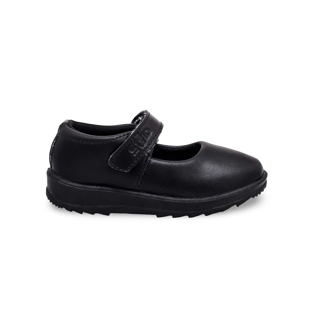Girls Black Velcro Strap School Shoes SK0049
