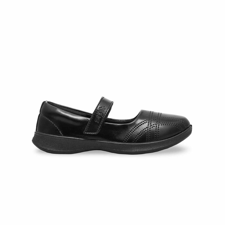 Girls Black Velcro Strap School Shoes SK0056