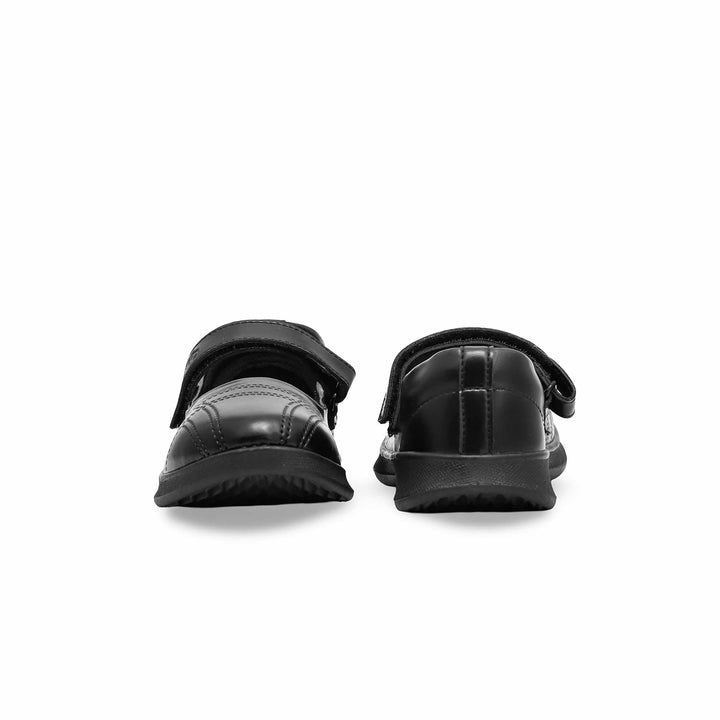 Girls Black Velcro Strap School Shoes SK0056