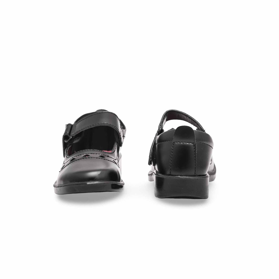 Girls Black Velcro School Shoes SK0058