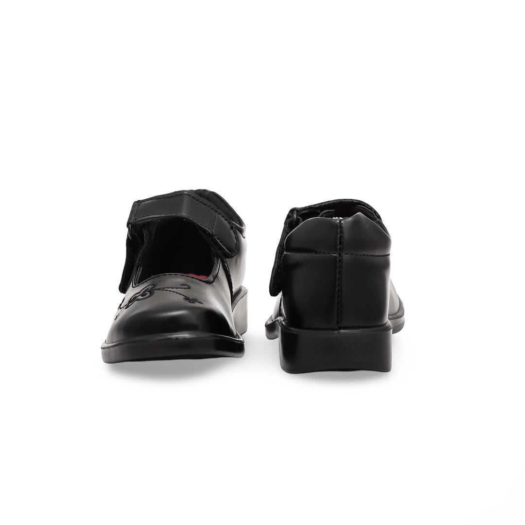 Girls Black Velcro Strap School Shoes SK0062