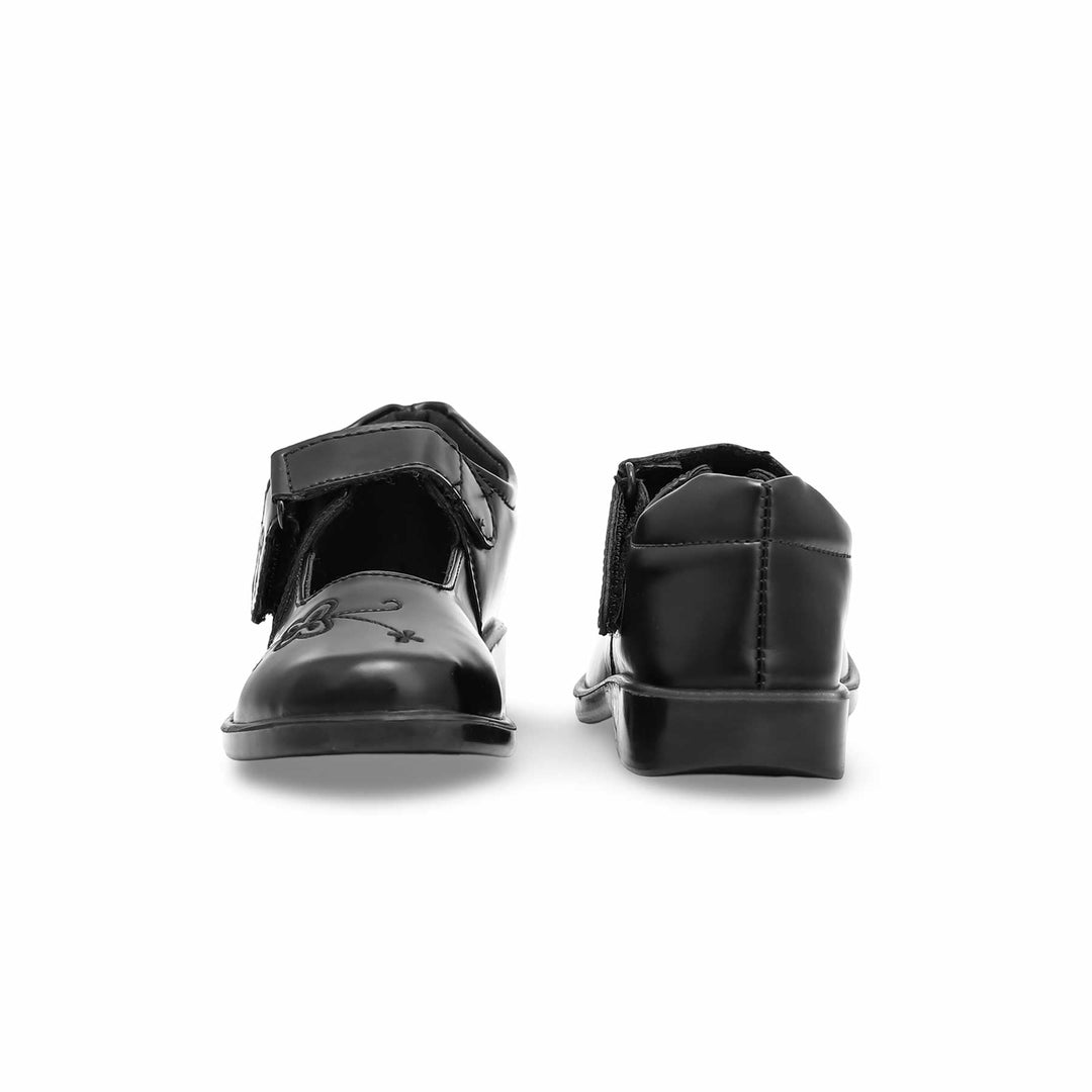 Girls Black Velcro Strap School Shoes SK0063