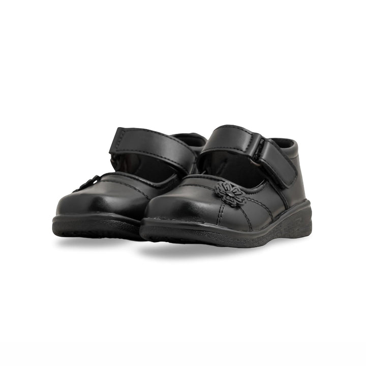 Girls Black Velcro Strap School Shoes SK0068