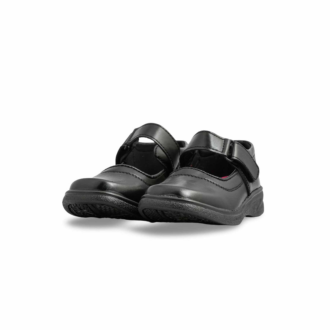 Girls Black Velcro Strap School Shoes SK0071