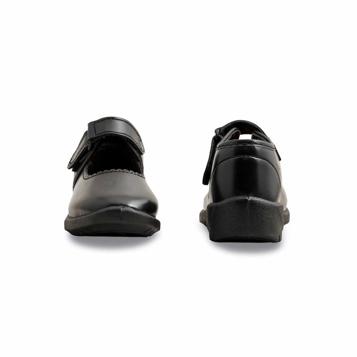 Girls Black Velcro Strap School Shoes SK0076