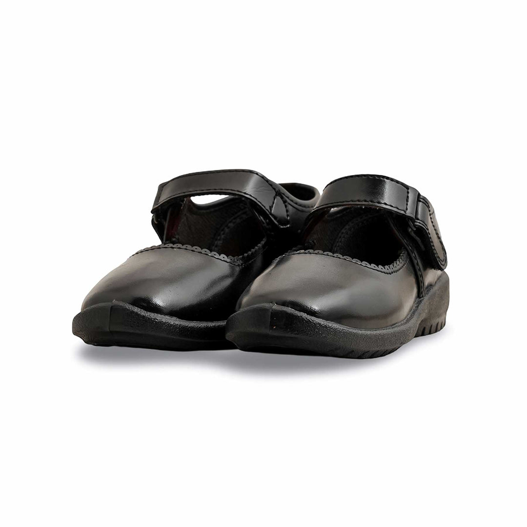 Girls Black Velcro Strap School Shoes SK0077