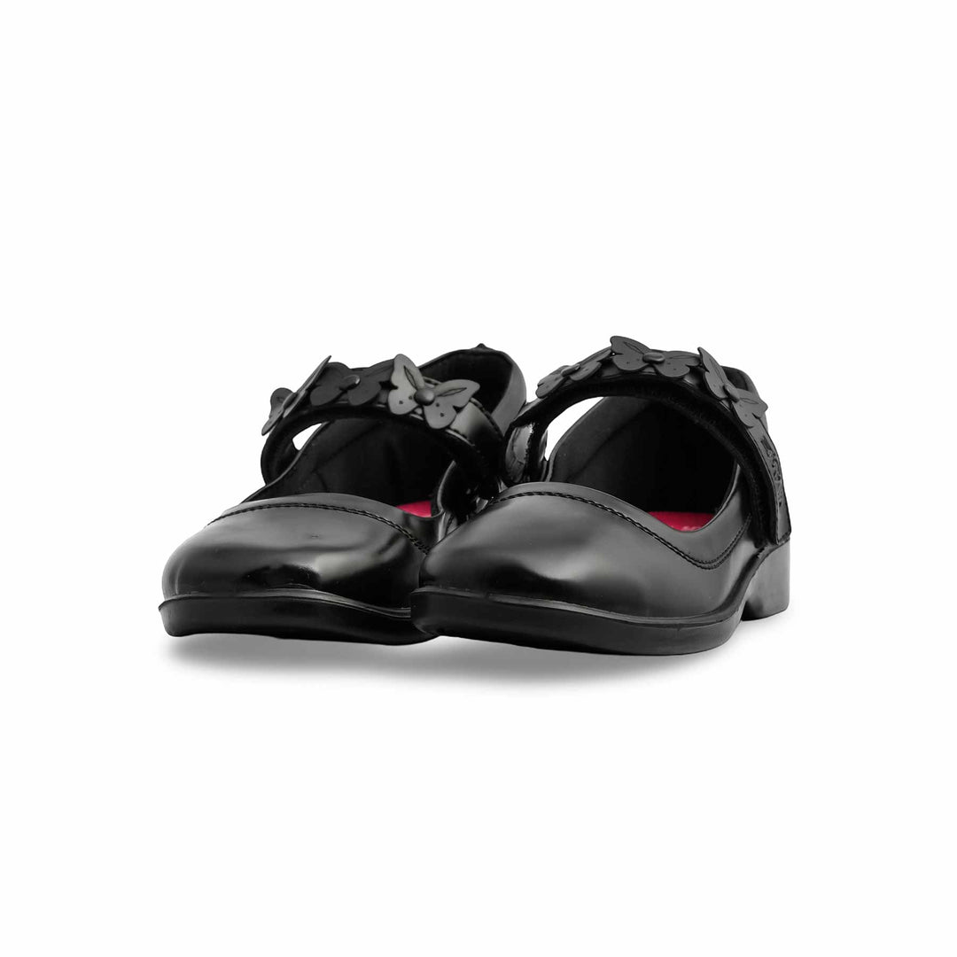 Girls Black Velcro School Shoes SK0079