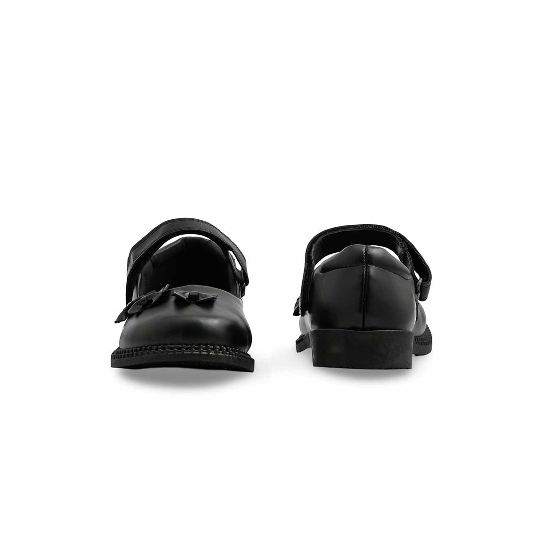 Girls Black Velcro Strap School Shoes SK0085