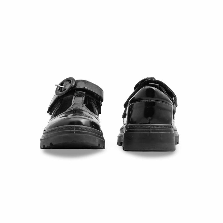 Girls Black Velcro Strap School Shoes SK0090