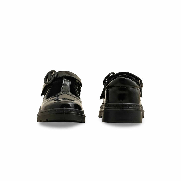Girls Black Velcro Strap School Shoes SK0091