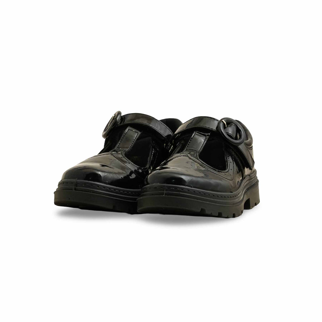 Girls Black Velcro Strap School Shoes SK0091