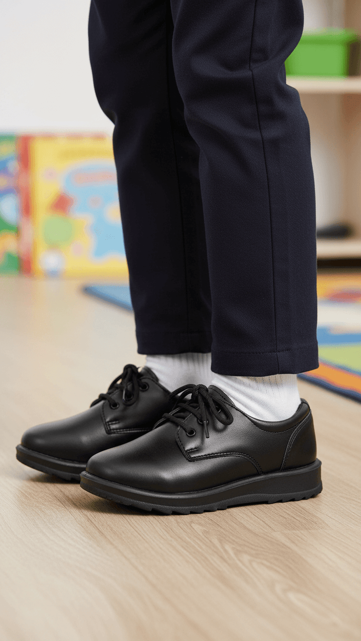 Boys Black Lace Up School Shoes SK1059