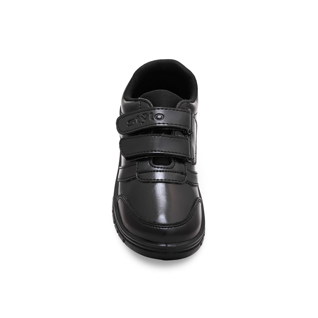 Boys Black Dual Strap Schools Shoes SK1073