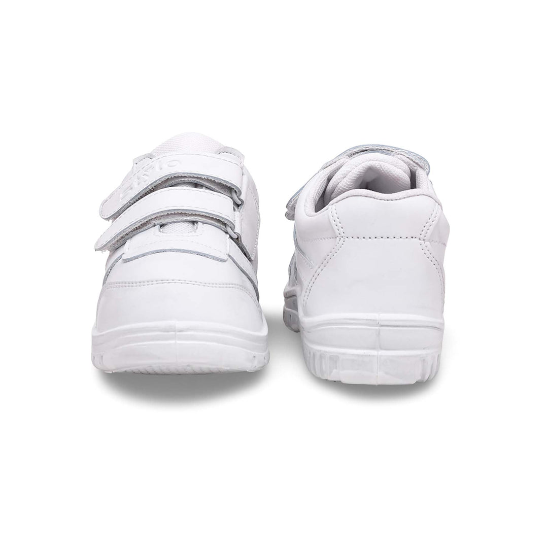 Boys White Velcro School Trainers SK1073