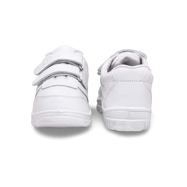 Boys White Velcro School Trainers SK1073