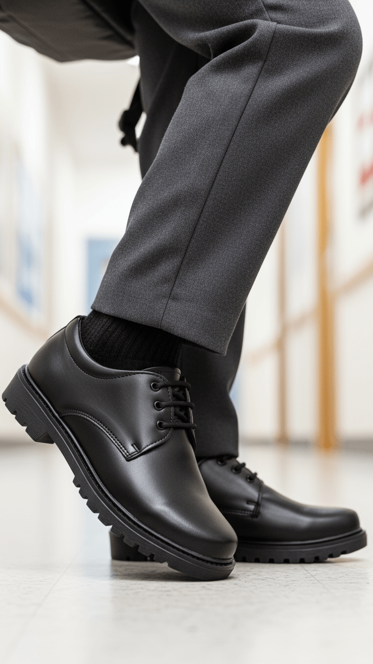 Boys Black Lace Up School Shoes SK1075