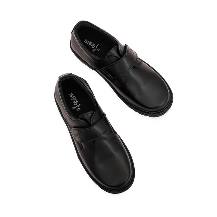Boys Black Velcro Strap School Shoes SK1077