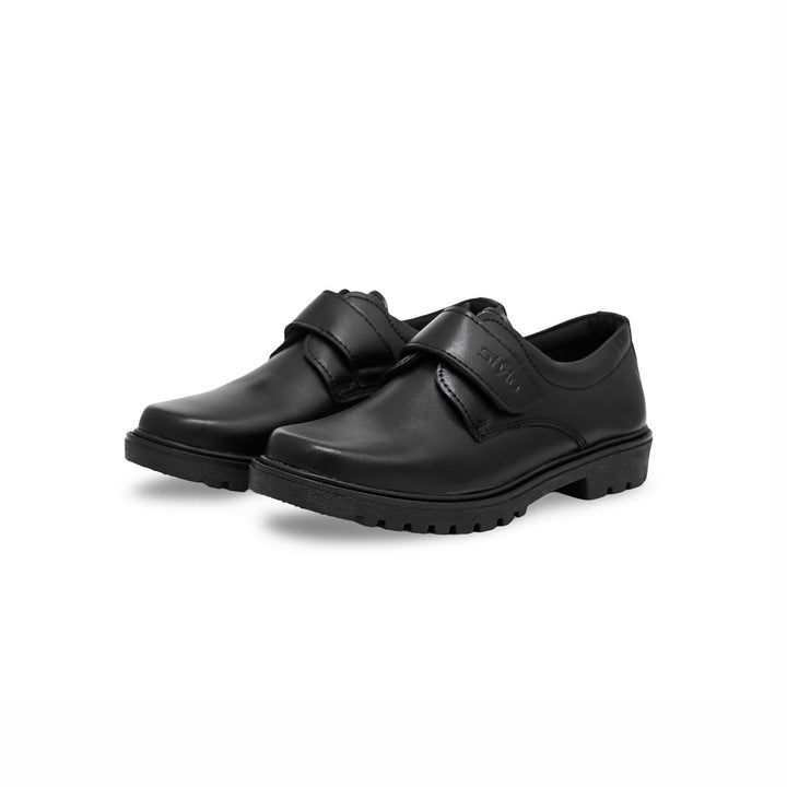Boys Black Velcro Strap School Shoes SK1077