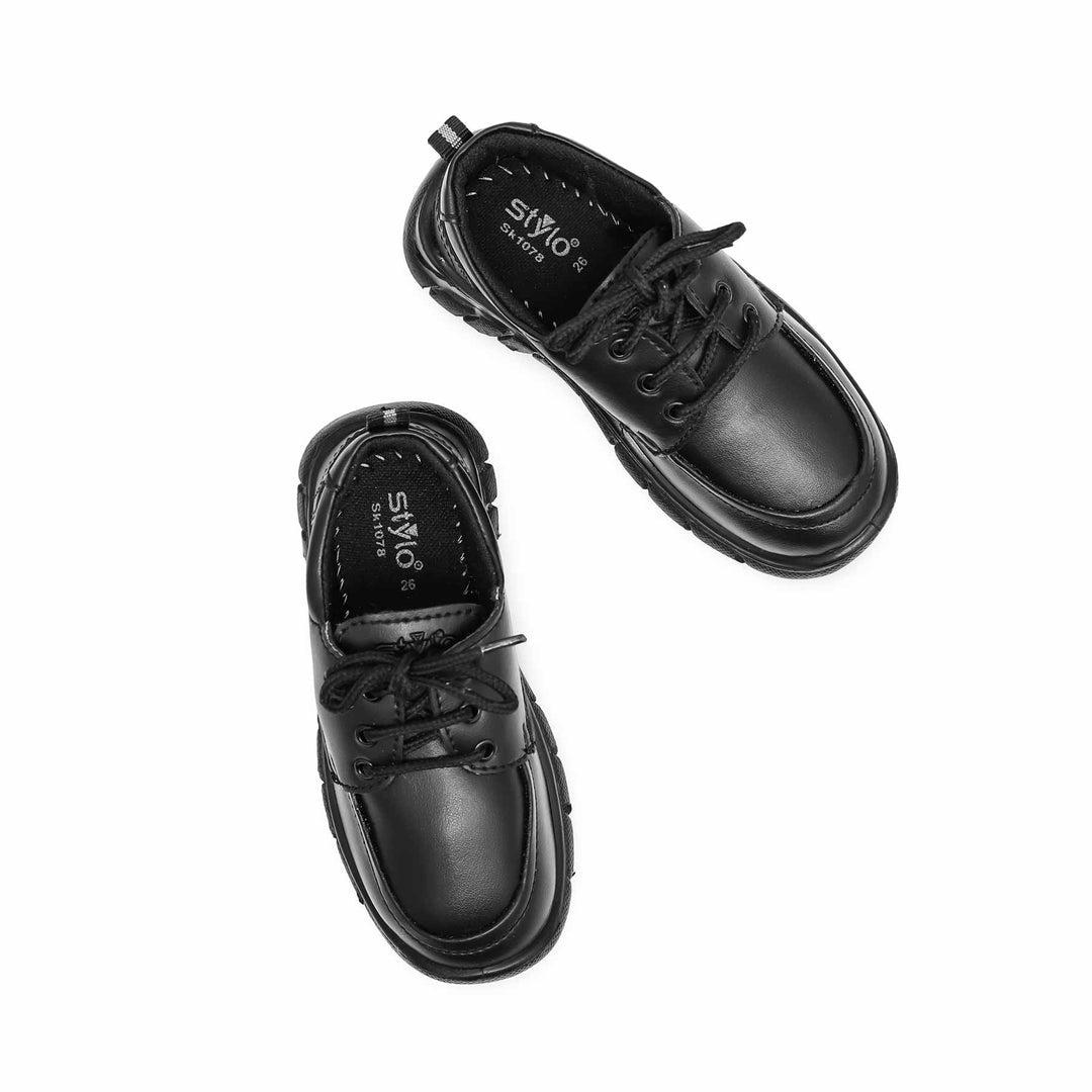 Boys Black Lace Up School Shoes SK1078