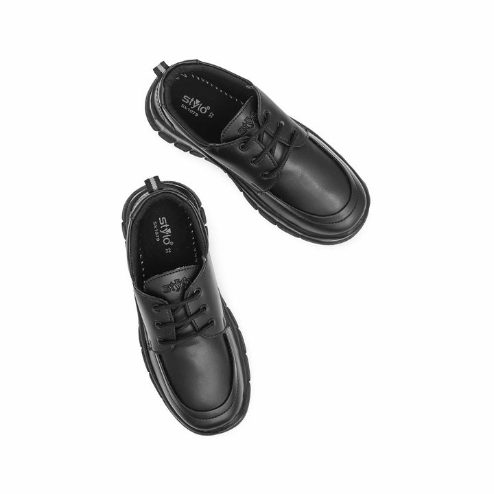 Boys Black Lace Up School Shoes SK1079