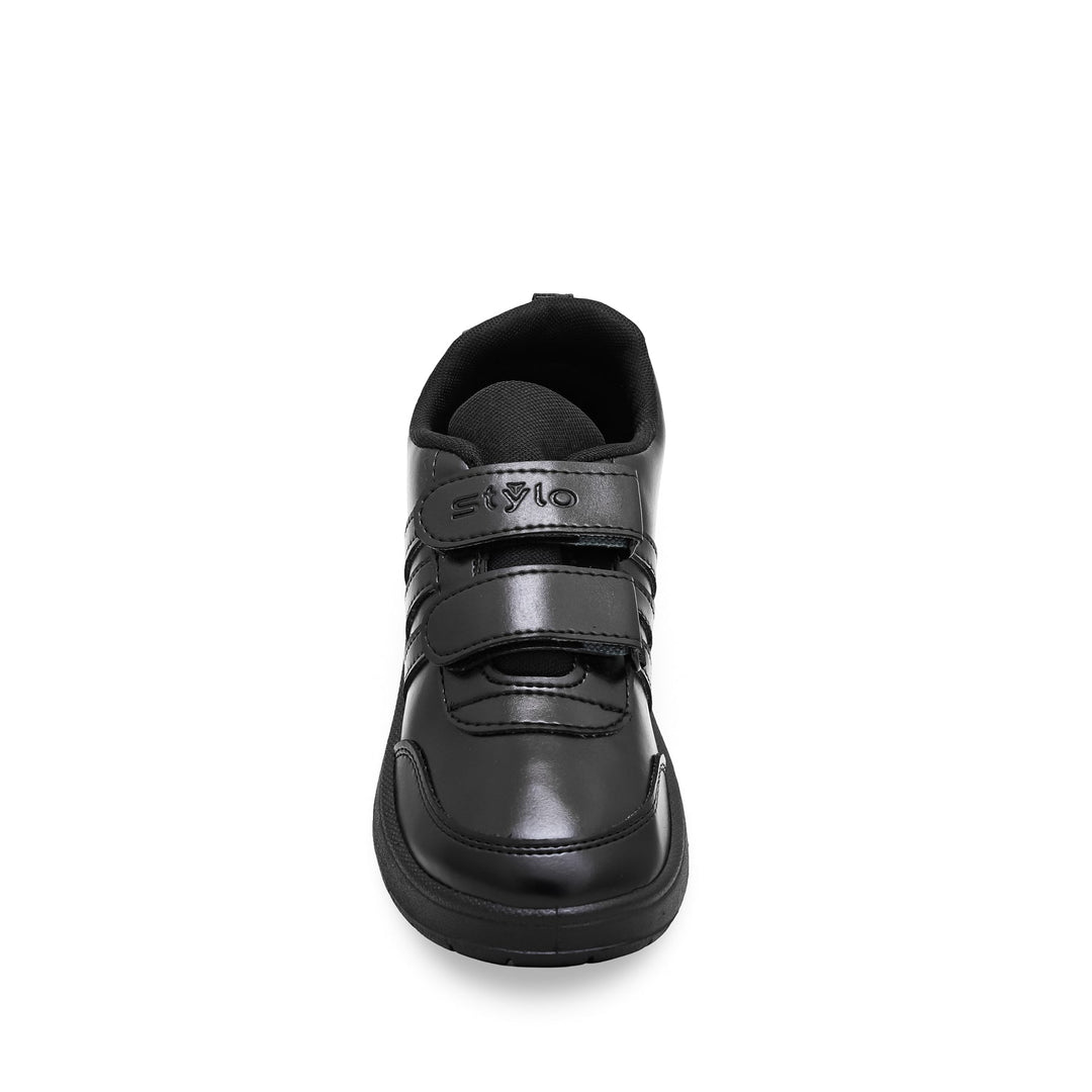 Boys Black Dual Strap School Shoes SK1082