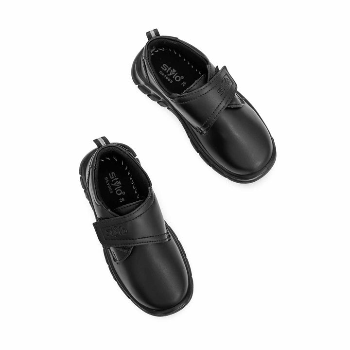 Boys Black Velcro Strap School Shoes SK1083