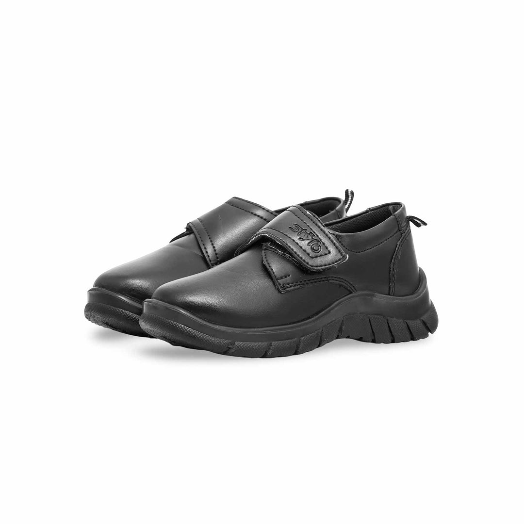 Boys Black Velcro Strap School Shoes SK1083