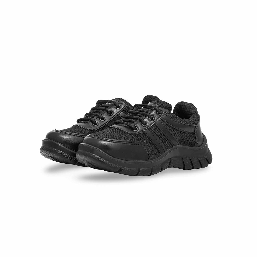 Boys Black Velcro Strap School Shoes SK1085