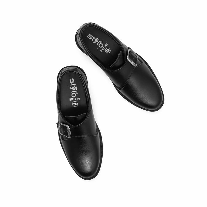 Boys Black Buckle School Shoes SK1089