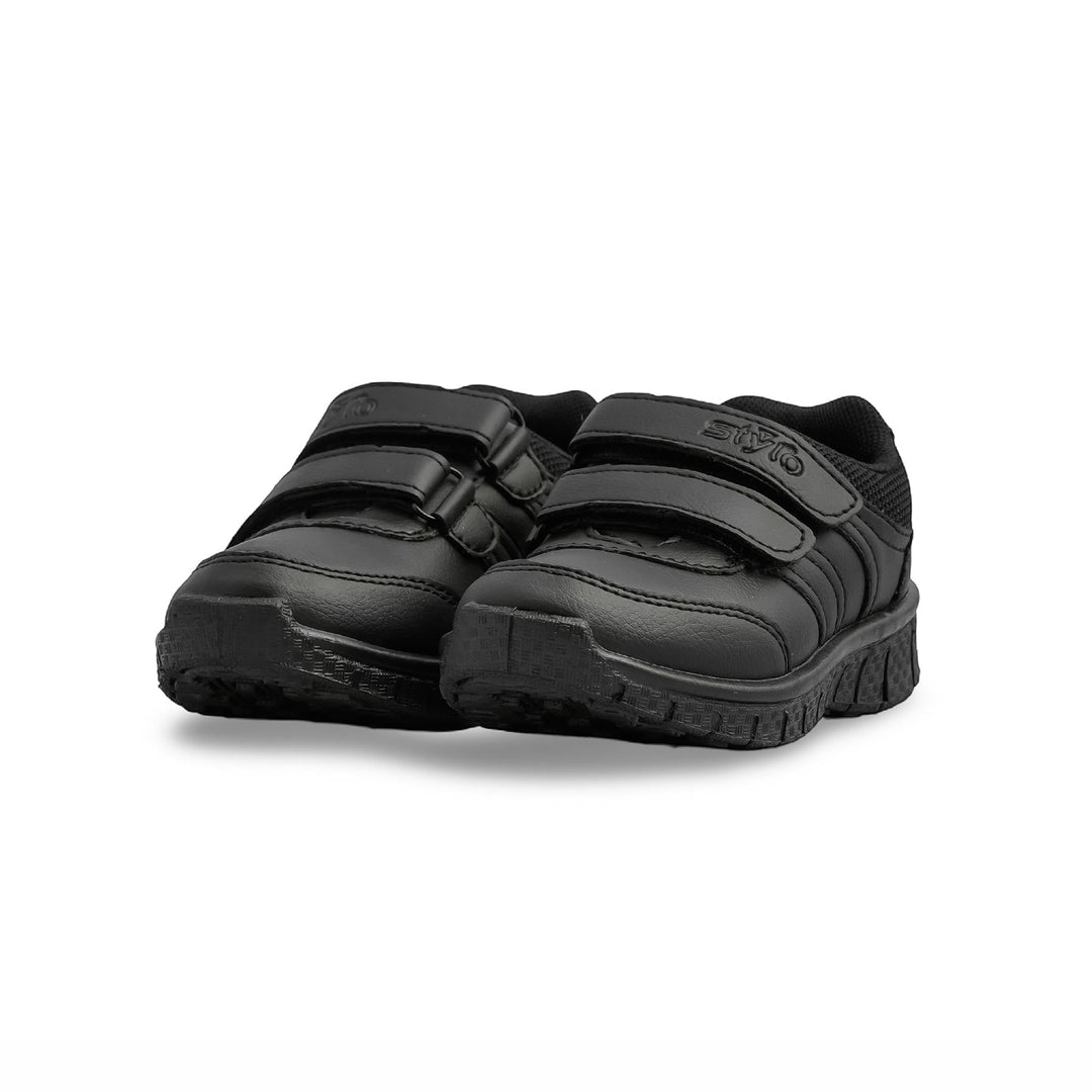 Boys Black Dual Strap Schools Shoes SK1095
