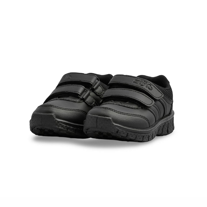 Boys Black Dual Strap Schools Shoes SK1095