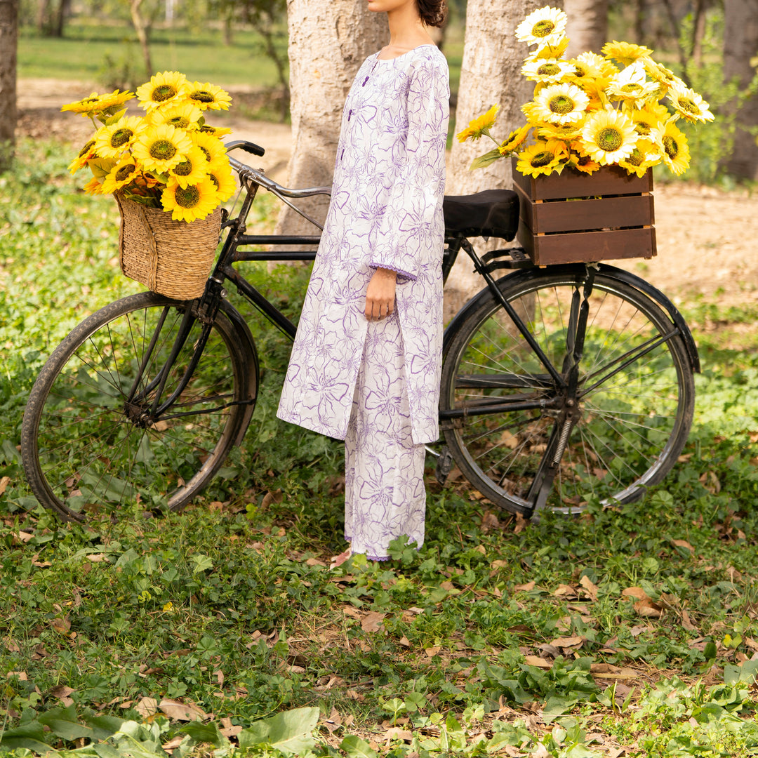 2PC- Unstitched Digital Printed Cambric Suit US5039
